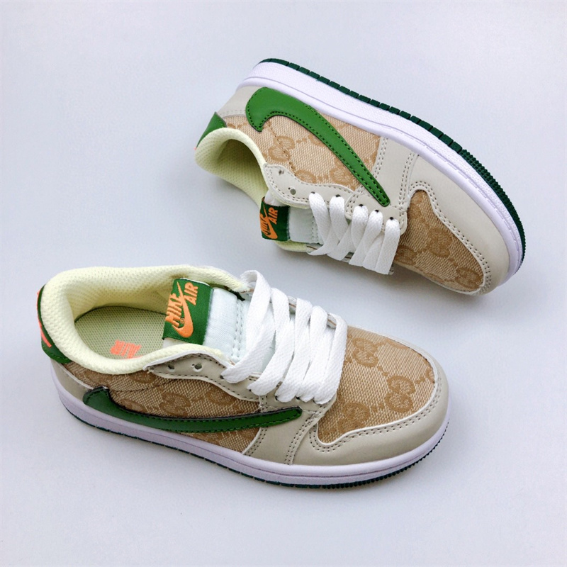 Youth Running Weapon Air Jordan 1 x Travis Scott Tan Shoes 011